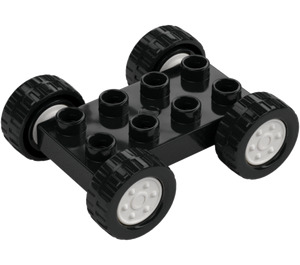 Duplo Deska 2 x 4 s Bílá Rims a Černá Kola (35025 / 42416)