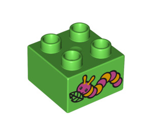 Duplo Kostka 2 x 2 s Růžová a Žlutá Caterpillar (3437 / 16121)