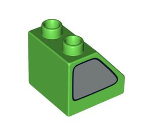 Duplo Světle zelená Sklon 2 x 2 x 1.5 (45°) s Windows (Both Strany) (6474 / 13258)