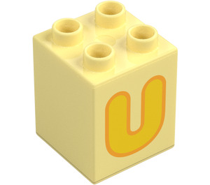 Duplo Kostka 2 x 2 x 2 s Letter "U" Dekorace (31110 / 65944)