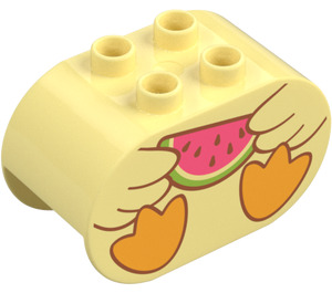 Duplo Kostka 2 x 4 x 2 s Zaoblené konce s Kachna Tělo a Watermelon (6448 / 92737)