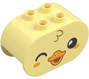 Duplo Kostka 2 x 4 x 2 s Zaoblené konce s Winking Kachna Tvář (6448 / 84808)