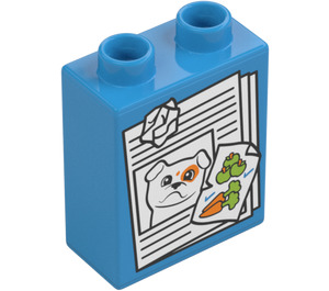 Duplo Kostka 1 x 2 x 2 s Pes a carrots se spodní trubičkou (15847 / 104342)