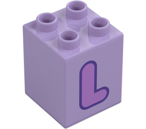 Duplo Levandulová Kostka 2 x 2 x 2 s Letter "L" Dekorace (31110 / 65929)