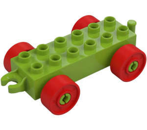 Duplo Auto Podvozek 2 x 6 s Červená Kola (Otevřený přívěs) (14639 / 74656)