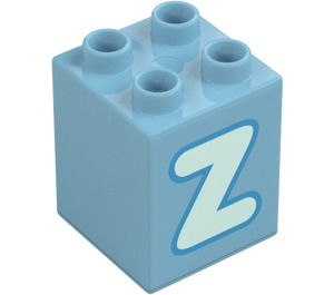 Duplo Středně azurová Kostka 2 x 2 x 2 s Letter "Z" Dekorace (31110 / 65976)