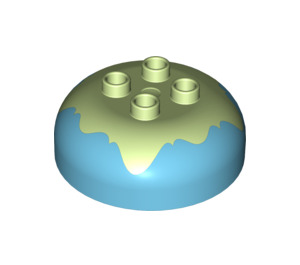 Duplo Kolo Kostka 4 x 4 s Dome Horní s Yellowish Zelená Vzor (18488 / 98220)