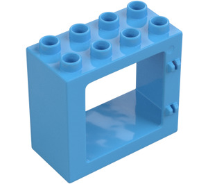 Duplo Středně modrá Dveře Rám 2 x 4 x 3 s plochým okrajem (61649)