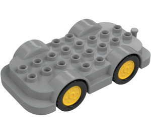 Duplo Střední kamenná šedá Wheelbase 4 x 8 s Žlutá Kola (15319 / 24911)