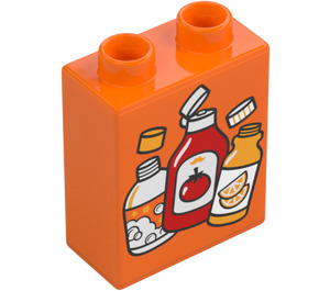 Duplo Kostka 1 x 2 x 2 s Bottles, Tomato Sauce se spodní trubičkou (15847 / 104505)