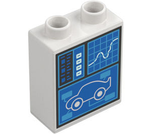 Duplo Kostka 1 x 2 x 2 s Auto a Charts se spodní trubičkou (15847 / 107019)