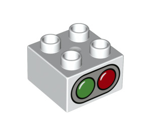 Duplo Kostka 2 x 2 s Červená a Zelená Traffic Lights (3437 / 77945)