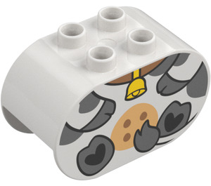 Duplo Kostka 2 x 4 x 2 s Zaoblené konce s Cow Tělo s Ruce a Bell (6448 / 105358)