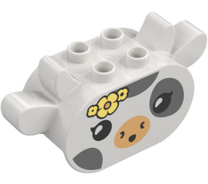 Duplo Kostka 2 x 6 x 2.5 Zakřivený s Uši a Cow (105357)