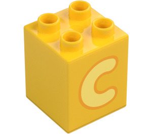 Duplo Žlutá Kostka 2 x 2 x 2 s Letter "C" Dekorace (31110 / 65970)