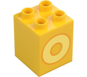 Duplo Žlutá Kostka 2 x 2 x 2 s Letter "O" Dekorace (31110 / 65935)