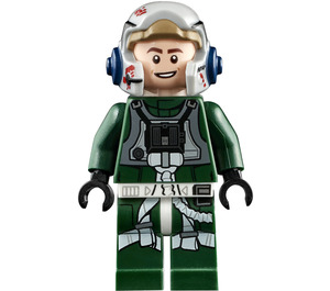 LEGO A-Křídlo Pilot s Tmavě zelená Jumpsuit (Smile / Scared) Minifigurka