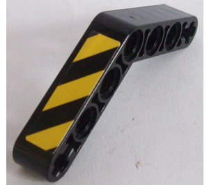 LEGO nosník Ohnutý 53 stupně, 4 a 4 dírami s Black a Yellow Pruhy (Levá) Samolepka (32348)