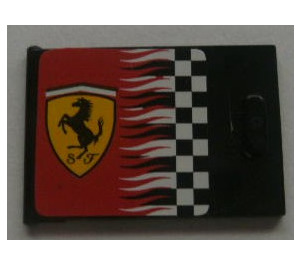 LEGO Skříňka 2 x 3 x 2 Dveře s Ferrari logo a Checkered Vlajka (Levý) Samolepka (4533)