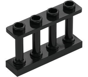 LEGO Černá Plot Spindled 1 x 4 x 2 se 4 horními hřeby (15332)