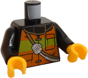 LEGO Černá Hasič's Trup s oranžová a Žlutá Bezpečnostní vesta (973 / 76382)