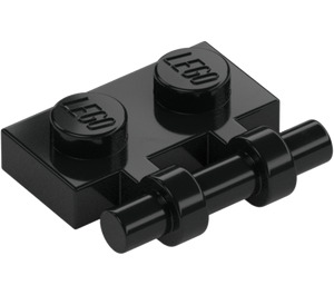 LEGO Černá Deska 1 x 2 s Rukojeť (Otevřené konce) (2540)