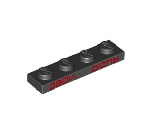 LEGO Black Deska 1 x 4 s "Audio Video" (3710 / 69923)