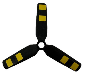 LEGO Propellor 3 Čepel 9 Průměr s Žlutá Pruhy Samolepka se zapuštěným středem (15790)