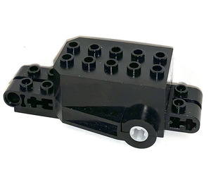 LEGO Pullback Motor 9 x 4 x 2 1/3 s černou základnou, bílými otvory pro nápravy a cvočky na přední horní ploše (32283)