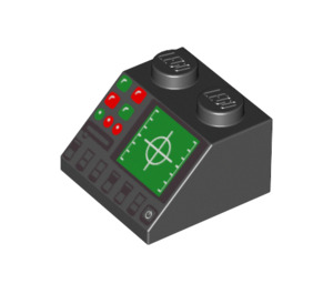 LEGO Černá Sklon 2 x 2 (45°) s Radar Control Panel (46097 / 56570)