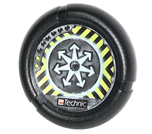 LEGO Technic Bionicle Zbraň Throwing Disc s White Arrows a Yellow a Black Danger Pruhy Vzor (32171)