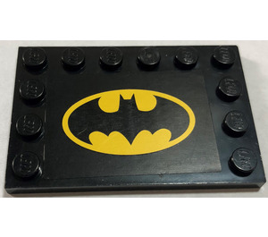 LEGO Dlaždice 4 x 6 s Cvočky na 3 Edges s Batman logo Samolepka (6180)