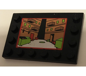 LEGO Dlaždice 4 x 6 s Study na 3 Edges s Street Alley Samolepka (6180)