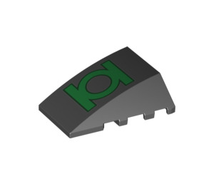 LEGO Black Klín 4 x 4 Trojnásobný Zakřivený bez Study s Green Lantern logo (19710 / 47753)