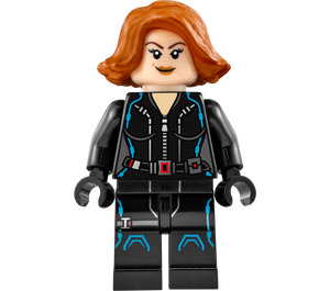 LEGO Černá Widow s Krátké vlasy s Printed Nohy a Tmavě azurová Trim Minifigurka