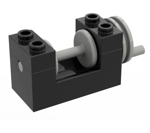 LEGO Black Winch 2 x 4 x 2 s Light Grey Drum (73037)