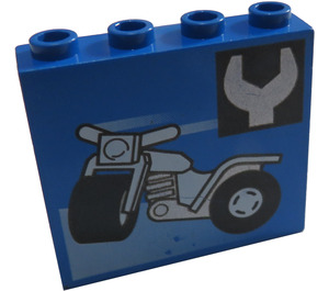 LEGO Panel 1 x 4 x 3 s Motorbike a Klíč bez bočních podpěr, duté cvočky (4215 / 83134)