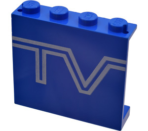 LEGO Panel 1 x 4 x 3 s White "TV" logo bez bočních podpěr, plné čepy (4215)