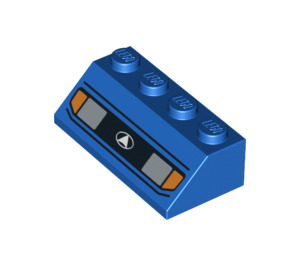 LEGO Sklon 2 x 4 (45°) s Headlights a Black Lines Vzor s drsným povrchem (3037 / 82929)