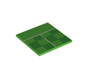LEGO Bright Green Dlaždice 6 x 6 s Football pitch Okraj se spodními trubkami (10202 / 73174)