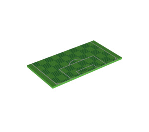 LEGO Bright Green Dlaždice 8 x 16 s Football Pitch goal se spodními trubkami, texturovaná horní část (66750 / 90498)