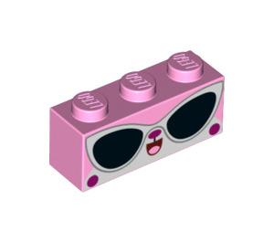 LEGO Bright Pink Kostka 1 x 3 s Unikitty Tvář s sunglasses (3622 / 60437)