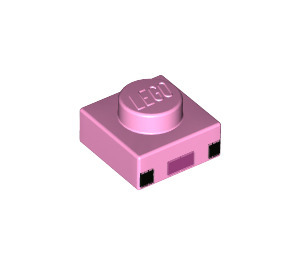 LEGO Bright Pink Deska 1 x 1 s 2 Black Squares a Dark Pink Rectangle (Minecraft Axolotl Tvář) (1014 / 3024)