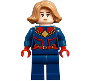 LEGO Kapitán Marvel s Medium Dark Tělová Vlasy Minifigurka