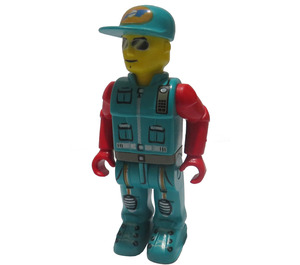 LEGO Crewmember s Dark Turquoise Overalls a Red Paže Minifigurka
