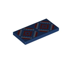 LEGO Tmavě modrá Dlaždice 2 x 4 s Diamant Rug Vzor (78503 / 87079)