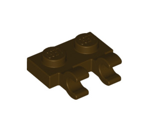 LEGO Dark Brown Deska 1 x 2 s Horizontální Clips (Otevřít klipy 'O') (49563 / 60470)