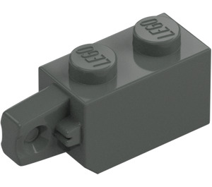 LEGO Tmavě šedá Závěs Kostka 1 x 2 Zamykání s Single Finger (Vertikální) na Koncovka (30364 / 51478)