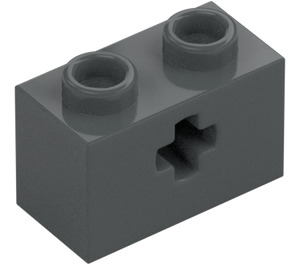 LEGO Tmavě kamenná šedá Kostka 1 x 2 s Otvor pro nápravu ('+' Otvor a spodní trubice) (31493 / 32064)