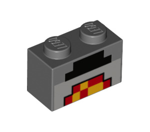 LEGO Kostka 1 x 2 s Minecraft Black, Red, a Yellow Blocks se spodní trubkou (3004 / 37228)